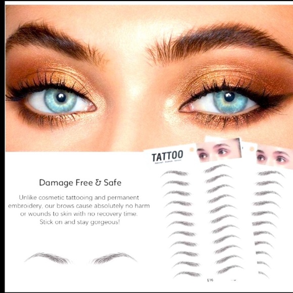EYEBROW TATTOO transfers 2Pcs Hair-Like makeup Tattoo 11 various sizes NWT - Picture 4 of 4